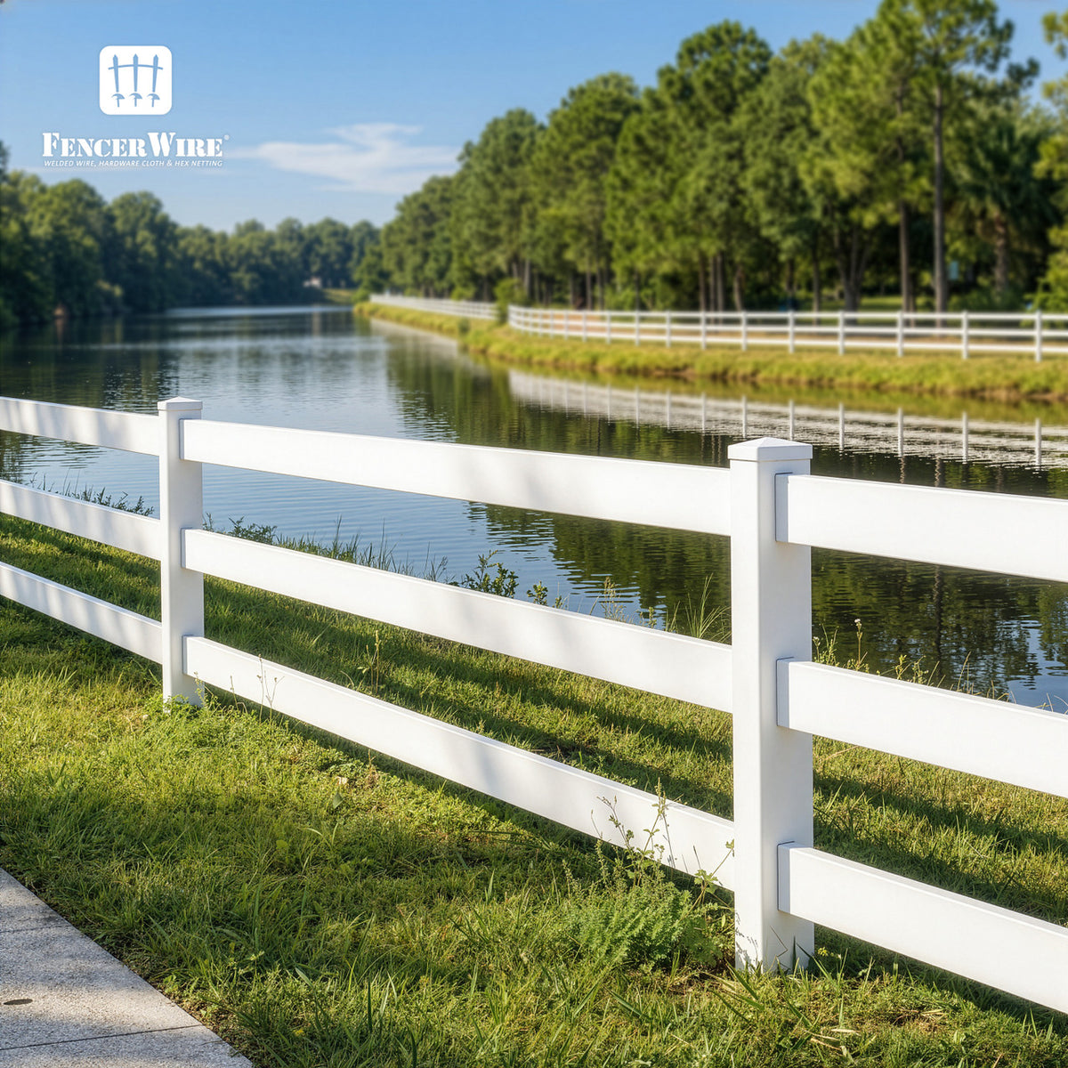 3-Rail Vinyl Ranch Fence Kit with 6ft Posts and 8ft Rails, Multiple Options