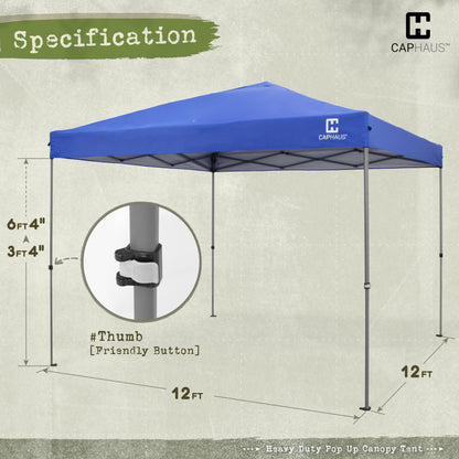 12 ft. x 12 ft. Patented One-Push Pop Up Outdoor Canopy Tent, 3 Color Available