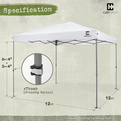 12 ft. x 12 ft. Patented One-Push Pop Up Outdoor Canopy Tent, 3 Color Available