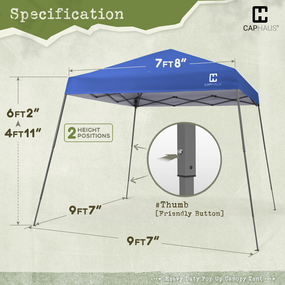 8ft. x 8ft Top Heavy-Duty Commercial Grade Pop Up Canopy Tent with Slant Legs, 3 Color Available