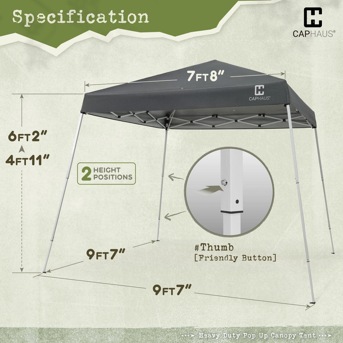 8ft. x 8ft Top Heavy-Duty Commercial Grade Pop Up Canopy Tent with Slant Legs, 3 Color Available