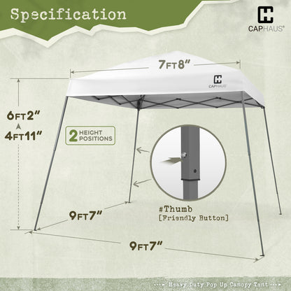 8ft. x 8ft Top Heavy-Duty Commercial Grade Pop Up Canopy Tent with Slant Legs, 3 Color Available