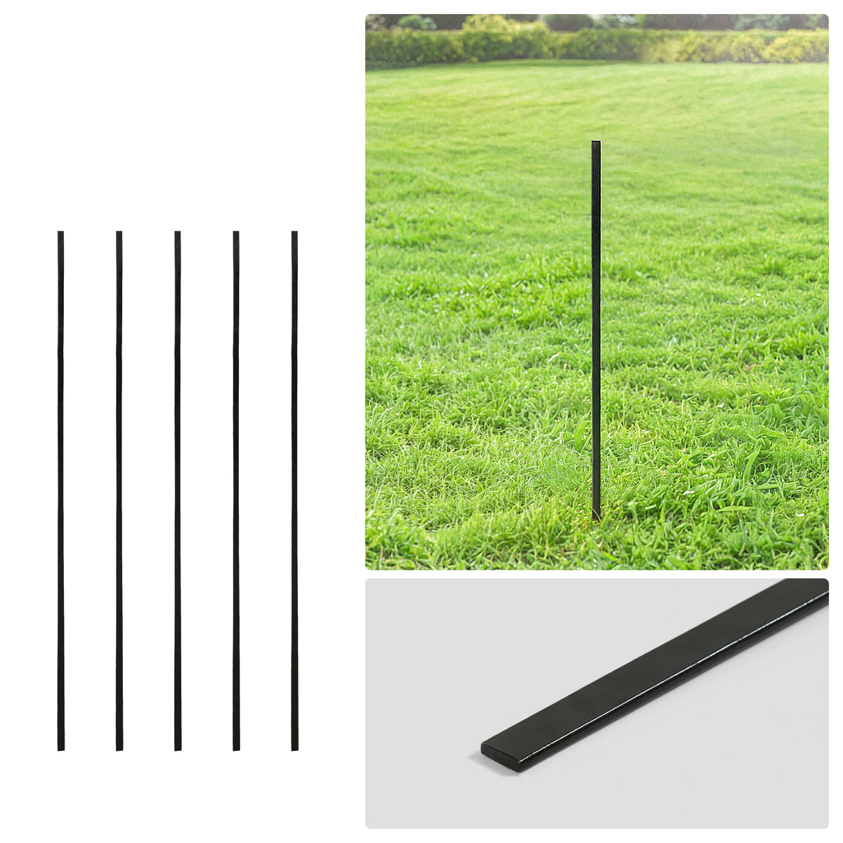 Barra de tensión galvanizada negra de 4/5/6 pies, barra plana de 48/60/72 pulgadas para piezas de cerca de malla ciclónica de 4'/5'/6', múltiples opciones
