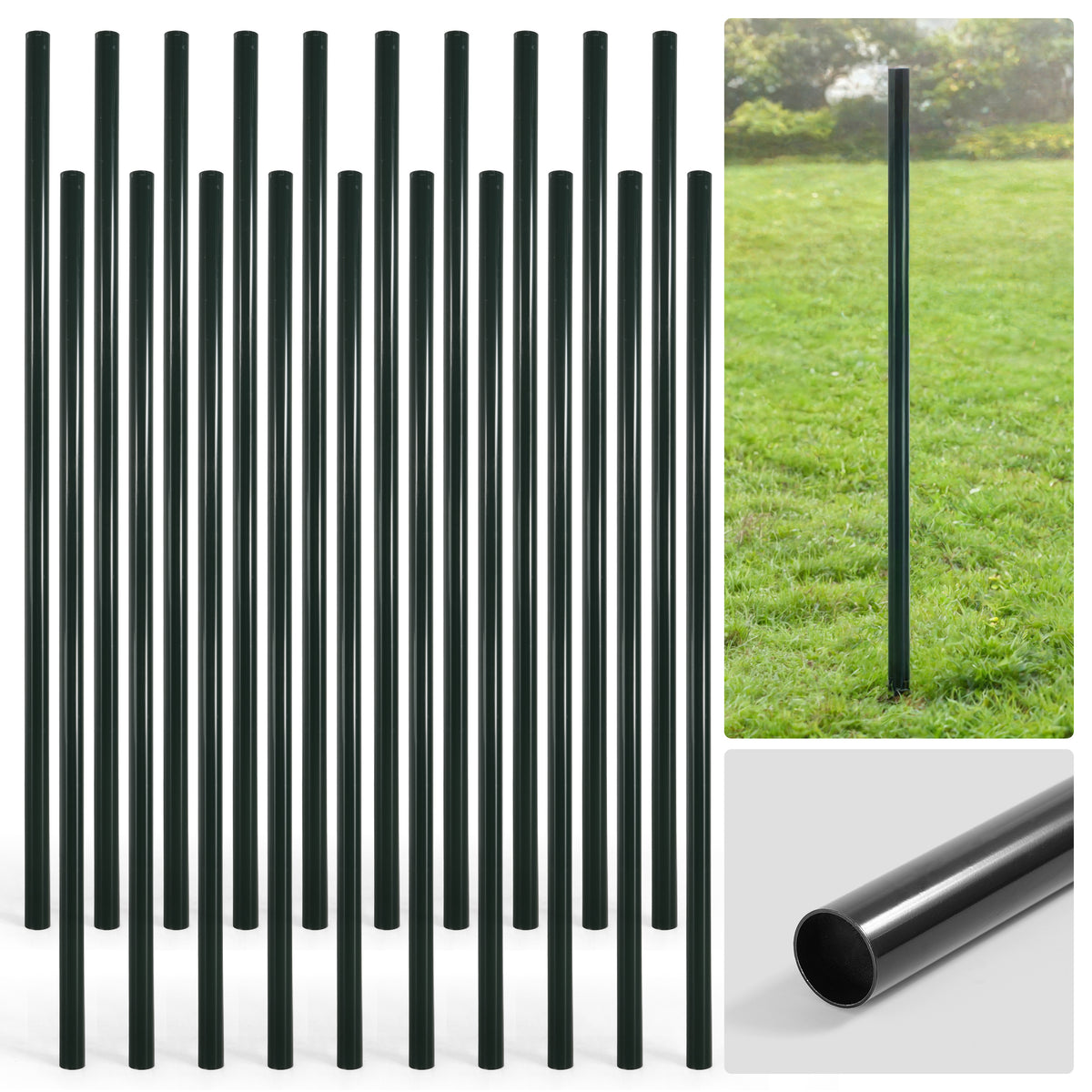 6/7/8 FT Black Chain Link Fence Terminal Post, Terminal Post with 2-3/8” Outside Diameter, Multi-options