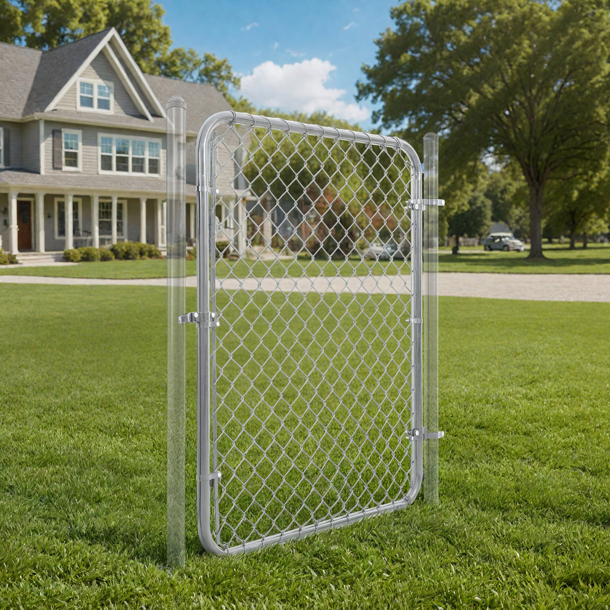 9 / 11.5 Gauge Galvanized Silver Steel Chain Link Gate Kit, Multi-options