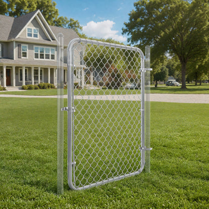 9 / 11.5 Gauge Galvanized Silver Steel Chain Link Gate Kit, Multi-options