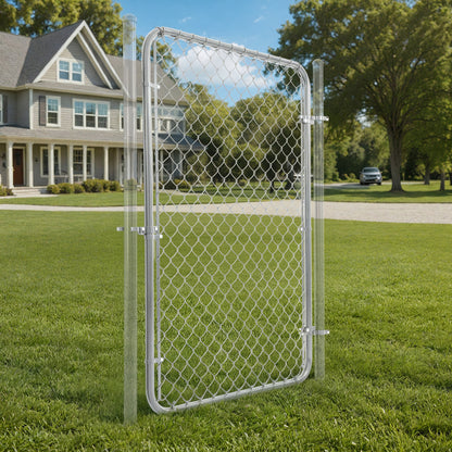 9 / 11.5 Gauge Galvanized Silver Steel Chain Link Gate Kit, Multi-options