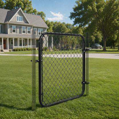 9 / 11.5  Gauge Black Vinyl Coated Chain Link Fence Gate Kit, Multi-options