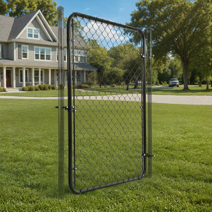 9 / 11.5  Gauge Black Vinyl Coated Chain Link Fence Gate Kit, Multi-options