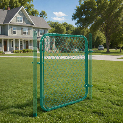 9 / 11.5  Gauge Green Vinyl Coated Chain Link Fence Gate Kit, Multi-options