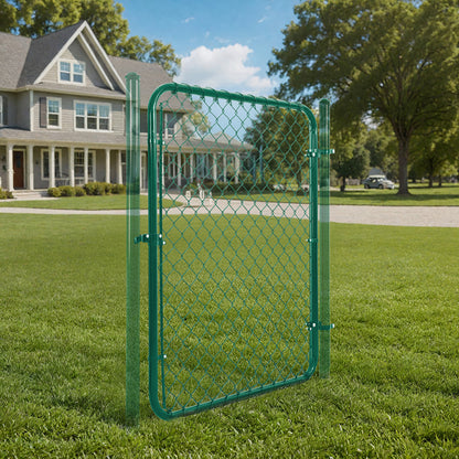 9 / 11.5  Gauge Green Vinyl Coated Chain Link Fence Gate Kit, Multi-options