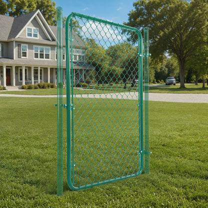 9 / 11.5  Gauge Green Vinyl Coated Chain Link Fence Gate Kit, Multi-options