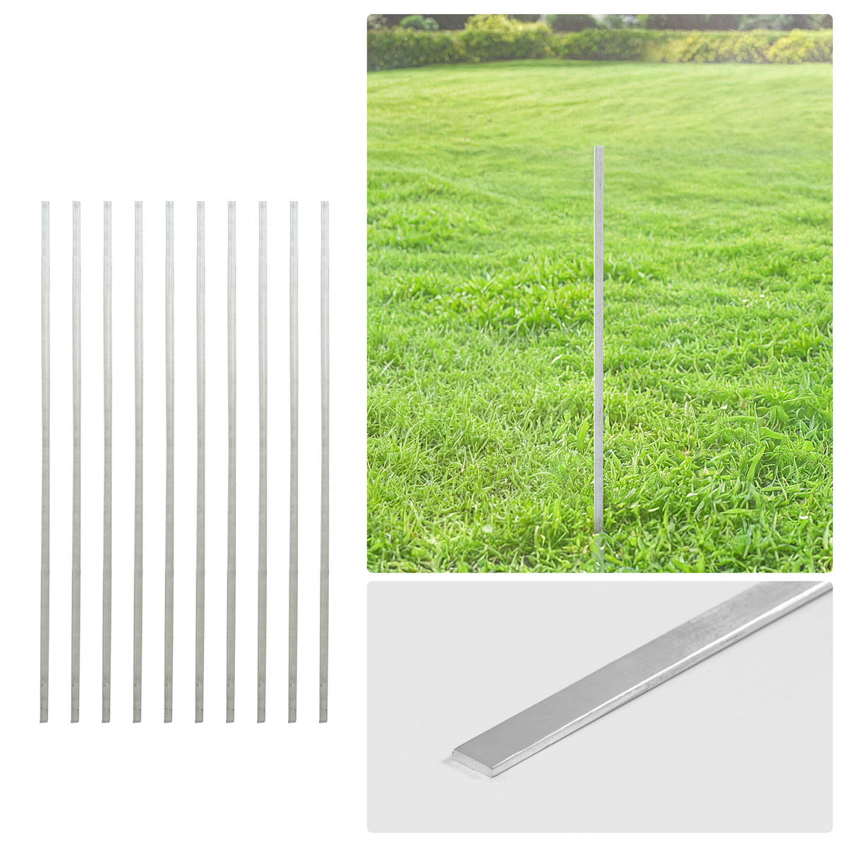 Barra de tensión de acero galvanizado plateado de 4/5/6 pies, barra plana de 48/60/72 pulgadas para piezas de cerca de malla ciclónica de 4'/5'/6', múltiples opciones