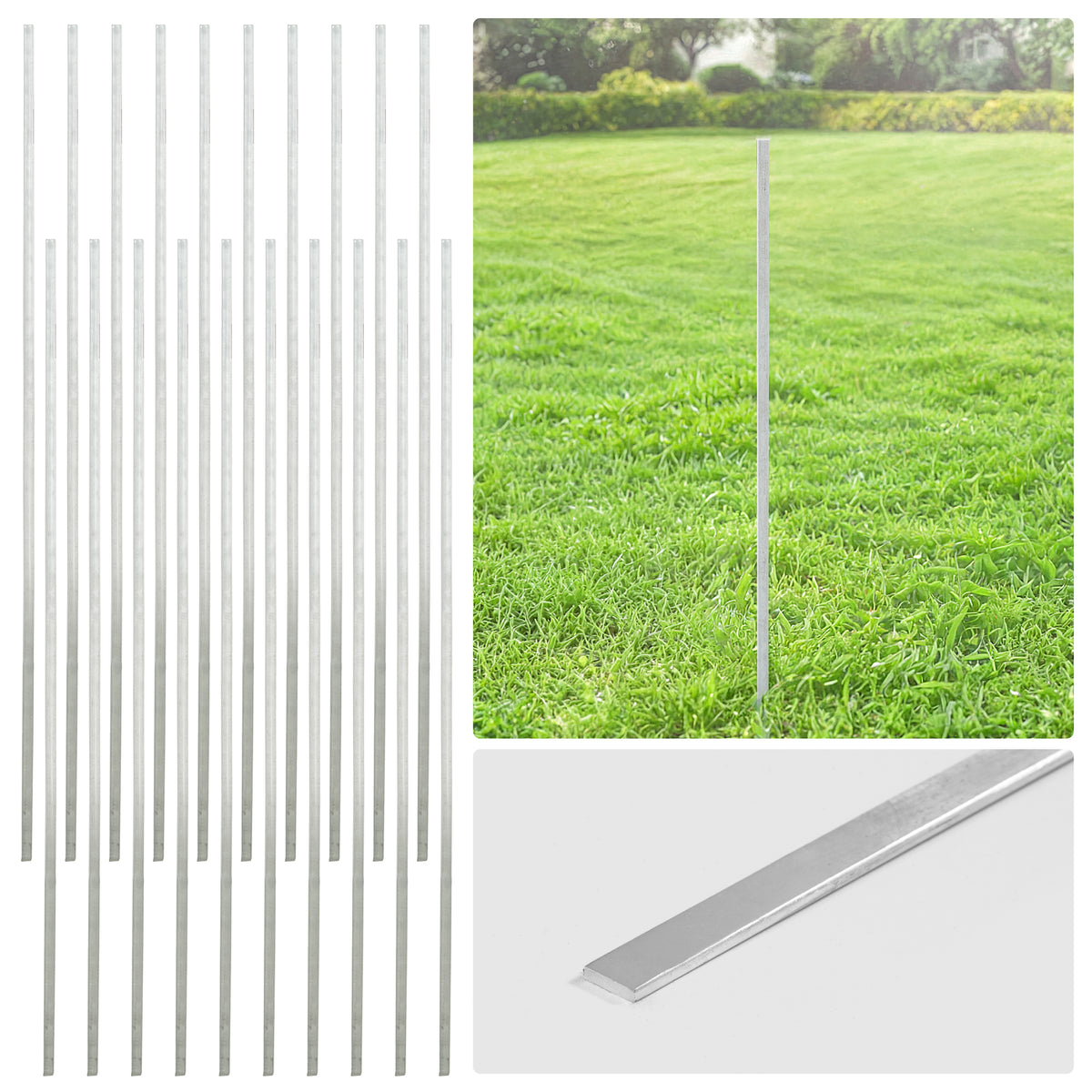 Barra de tensión de acero galvanizado plateado de 4/5/6 pies, barra plana de 48/60/72 pulgadas para piezas de cerca de malla ciclónica de 4'/5'/6', múltiples opciones