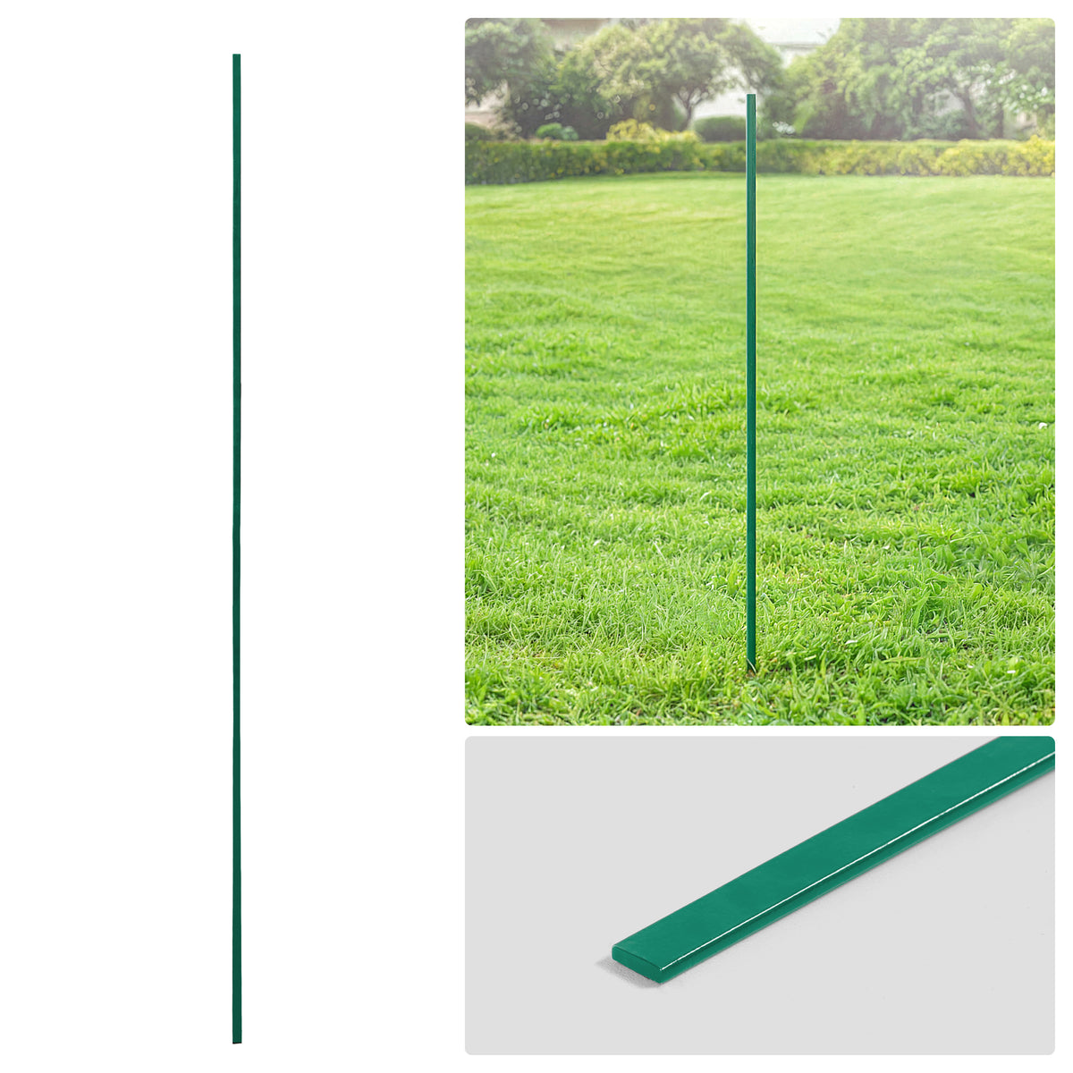 Barra tensora galvanizada verde de 4/5/6 pies, barra plana de 48/60/72 pulgadas para piezas de cerca de malla ciclónica de 4'/5'/6', múltiples opciones