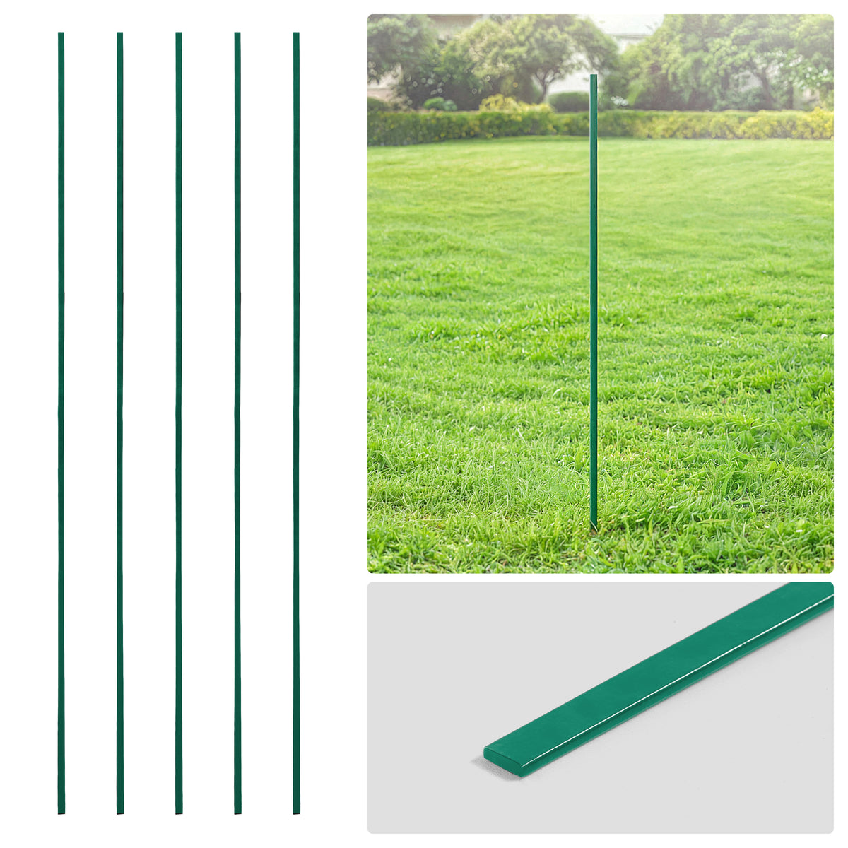 Barra tensora galvanizada verde de 4/5/6 pies, barra plana de 48/60/72 pulgadas para piezas de cerca de malla ciclónica de 4'/5'/6', múltiples opciones