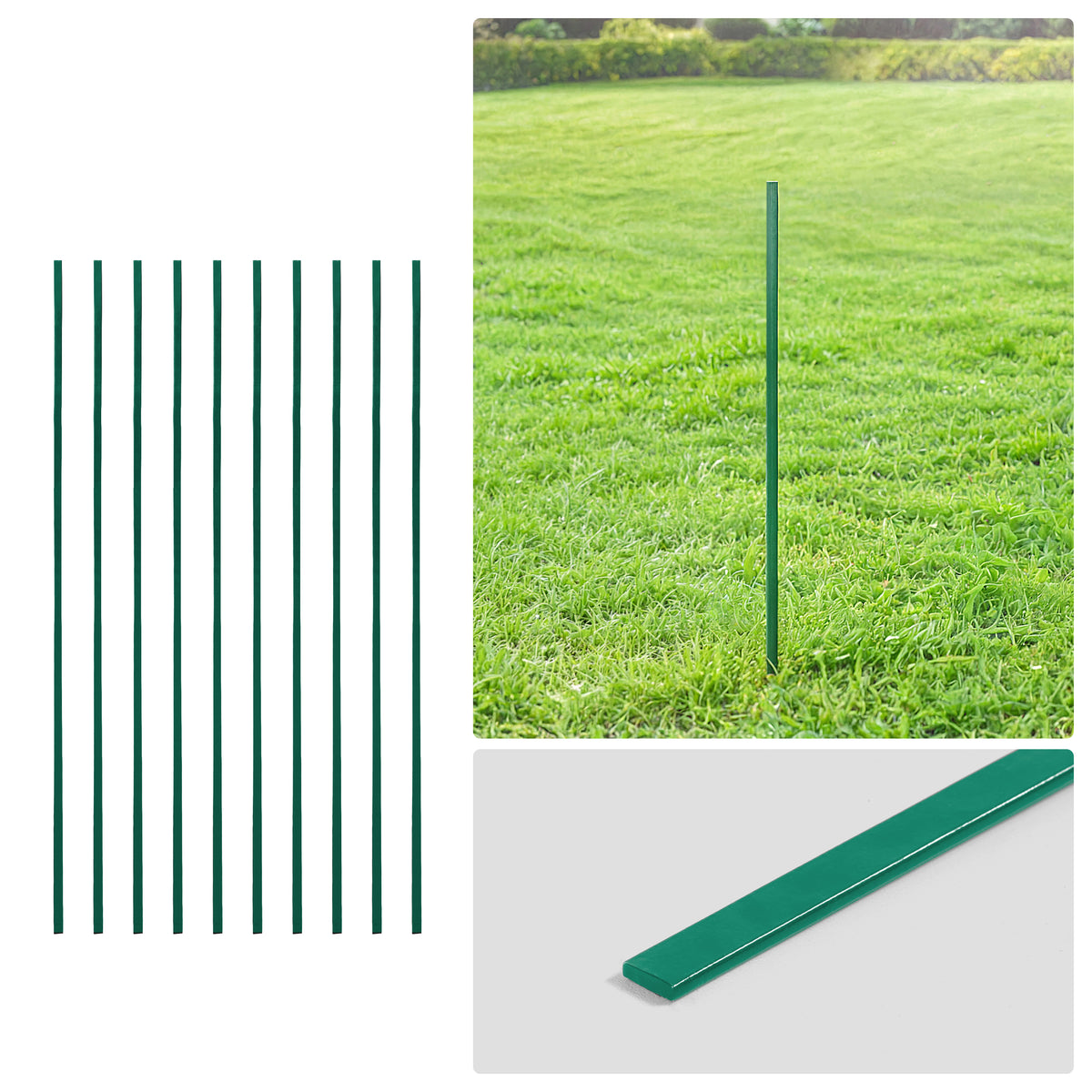 Barra tensora galvanizada verde de 4/5/6 pies, barra plana de 48/60/72 pulgadas para piezas de cerca de malla ciclónica de 4'/5'/6', múltiples opciones