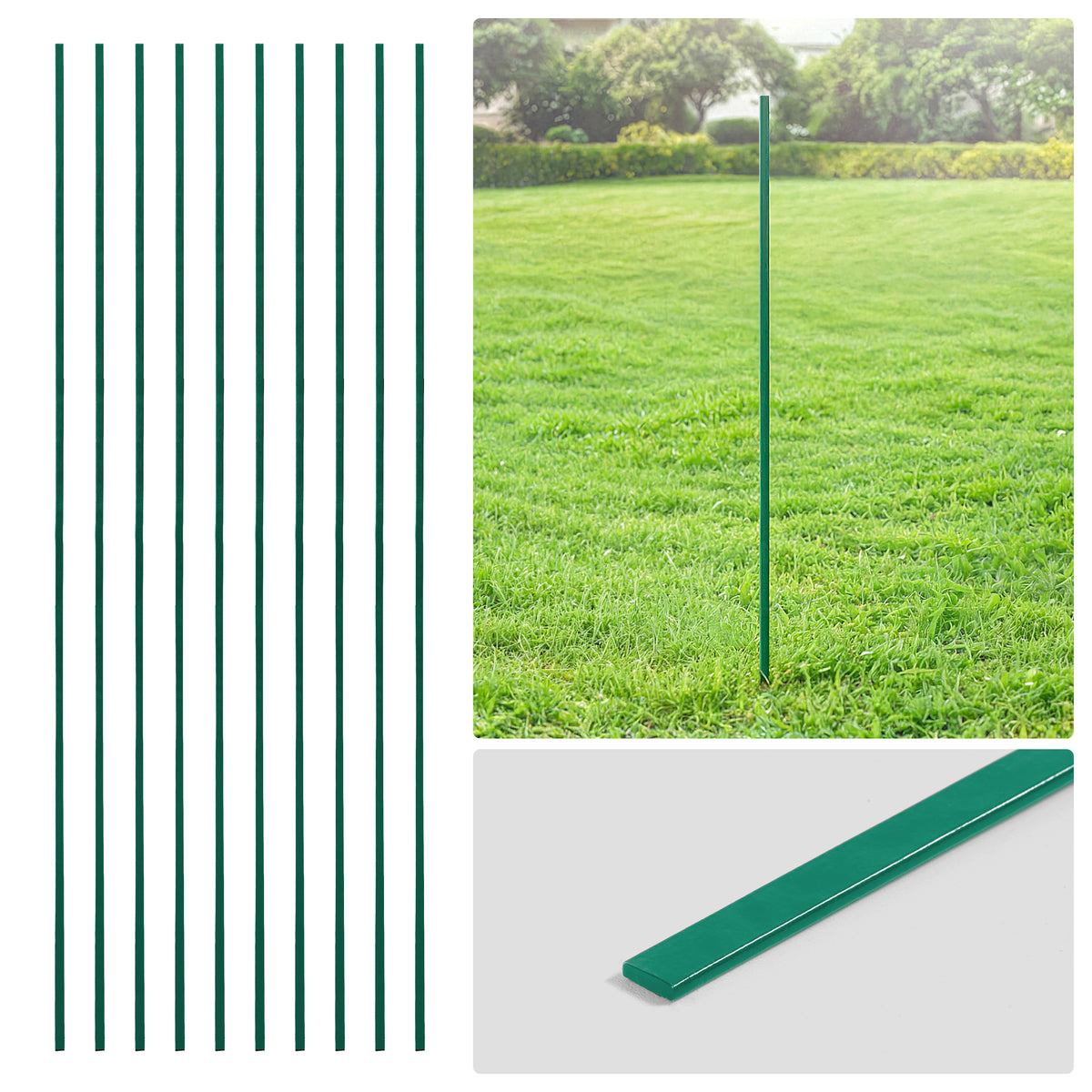 Barra tensora galvanizada verde de 4/5/6 pies, barra plana de 48/60/72 pulgadas para piezas de cerca de malla ciclónica de 4'/5'/6', múltiples opciones