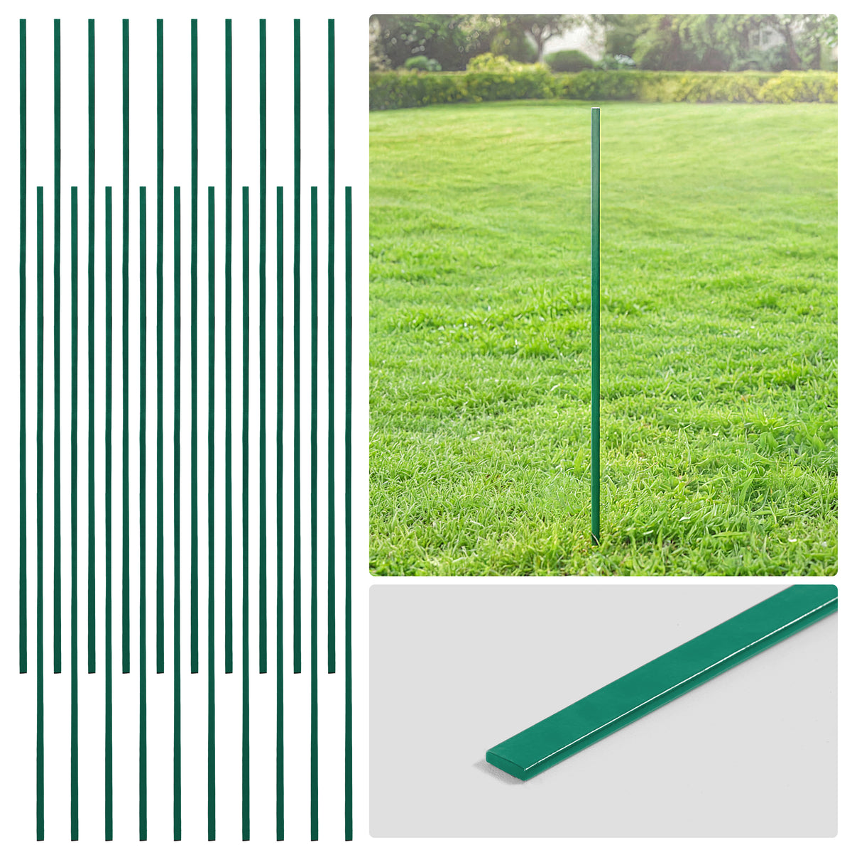 Barra tensora galvanizada verde de 4/5/6 pies, barra plana de 48/60/72 pulgadas para piezas de cerca de malla ciclónica de 4'/5'/6', múltiples opciones