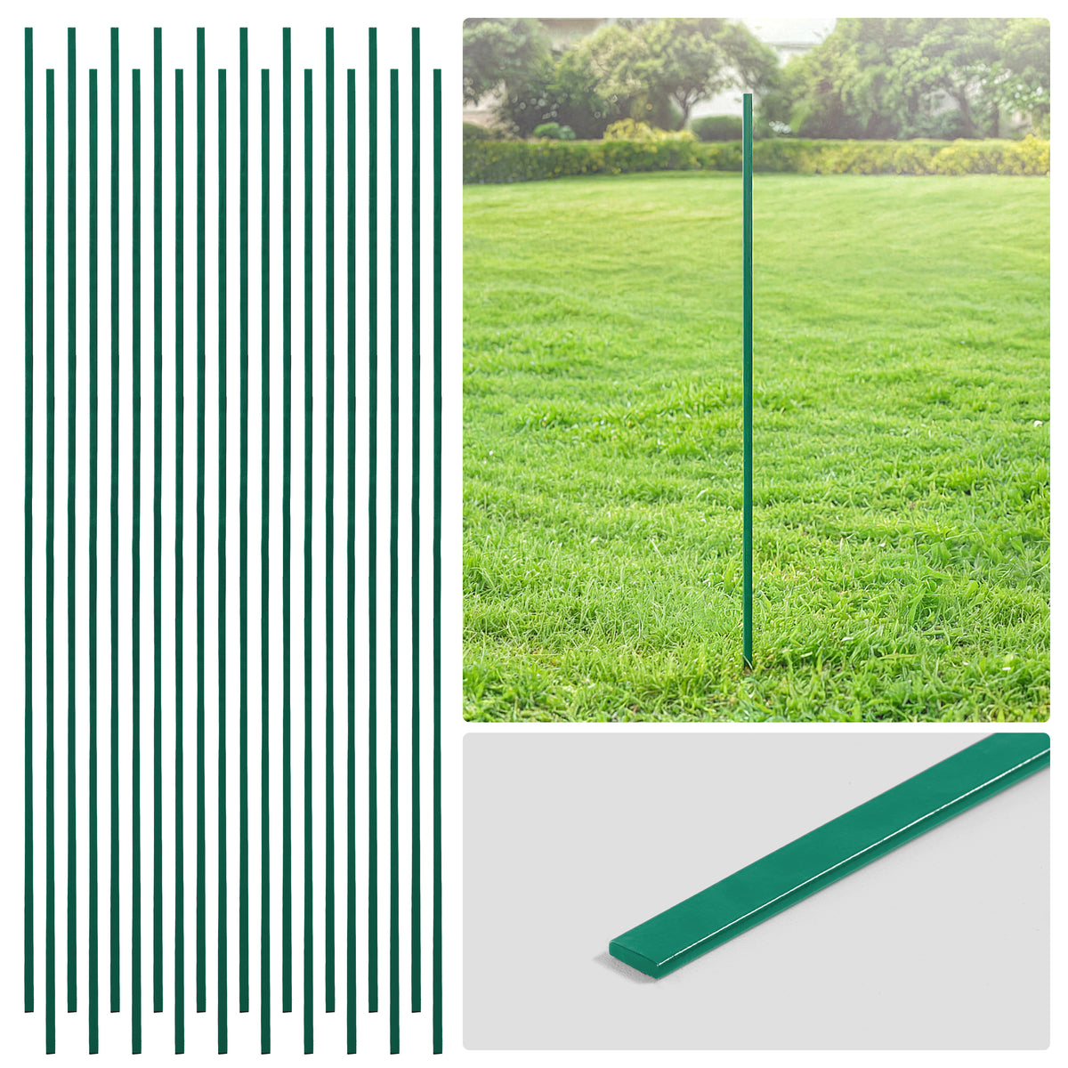 Barra tensora galvanizada verde de 4/5/6 pies, barra plana de 48/60/72 pulgadas para piezas de cerca de malla ciclónica de 4'/5'/6', múltiples opciones