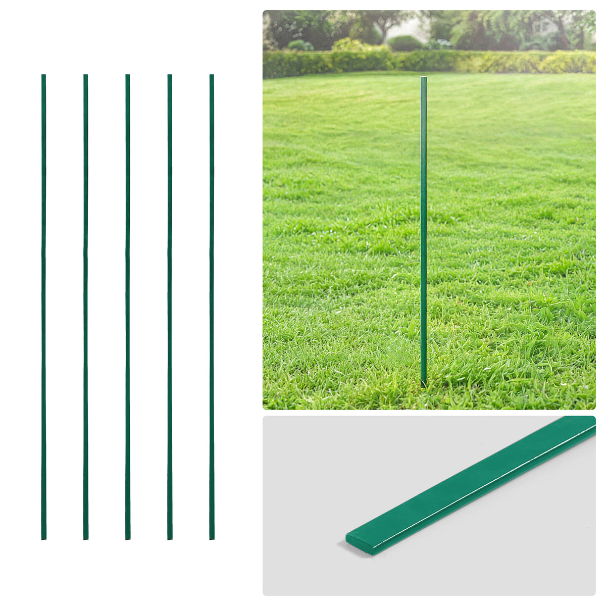 Barra tensora galvanizada verde de 4/5/6 pies, barra plana de 48/60/72 pulgadas para piezas de cerca de malla ciclónica de 4'/5'/6', múltiples opciones