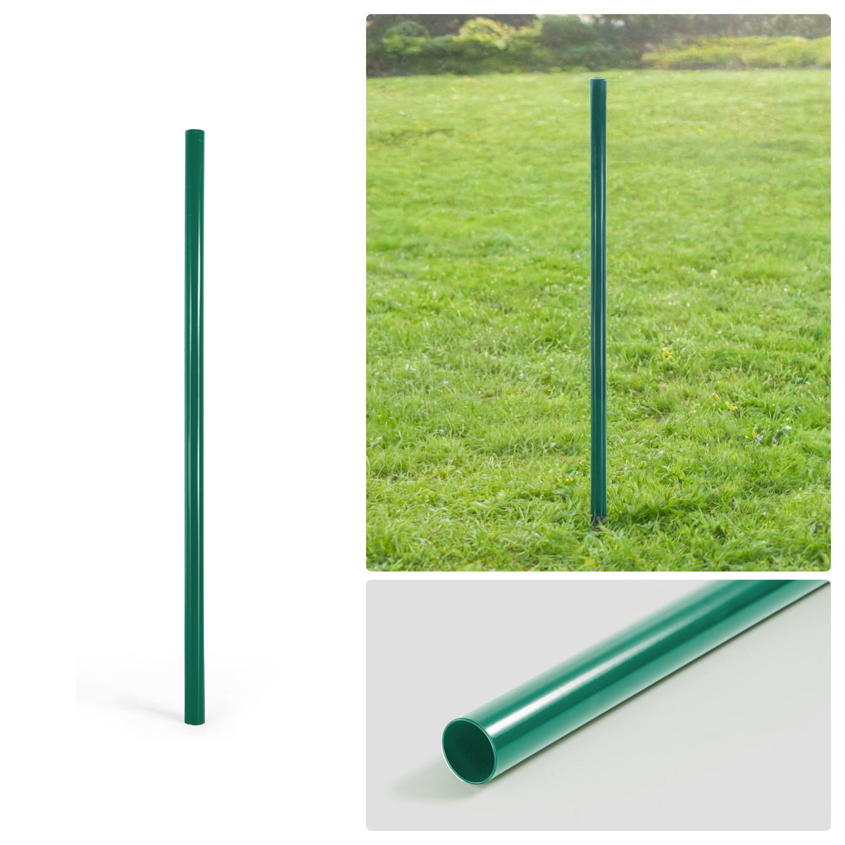Poste redondo de línea de cerco de malla eslabonada verde de 6/7/8 pies, Poste de línea con 1-7/8" de diámetro exterior, Múltiples opciones
