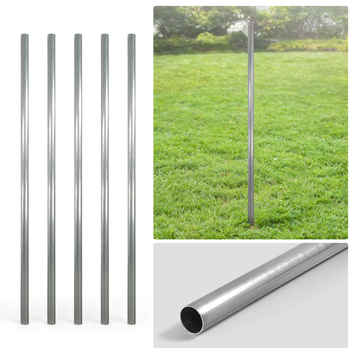 6/7/8 FT Galvanized Chain Link Fence Line Round Post, Line Post with 1-7/8” Outside Diameter, Multi-options