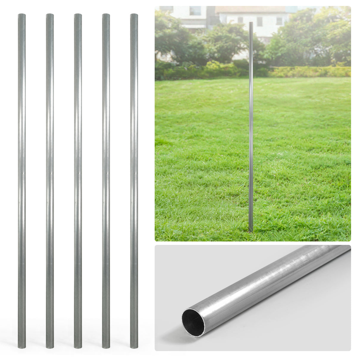 6/7/8 FT Galvanized Chain Link Fence Line Round Post, Line Post with 1-7/8” Outside Diameter, Multi-options