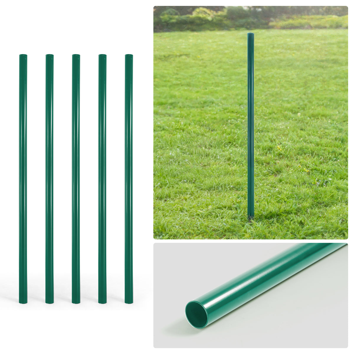 Poste redondo de línea de cerco de malla eslabonada verde de 6/7/8 pies, Poste de línea con 1-7/8" de diámetro exterior, Múltiples opciones