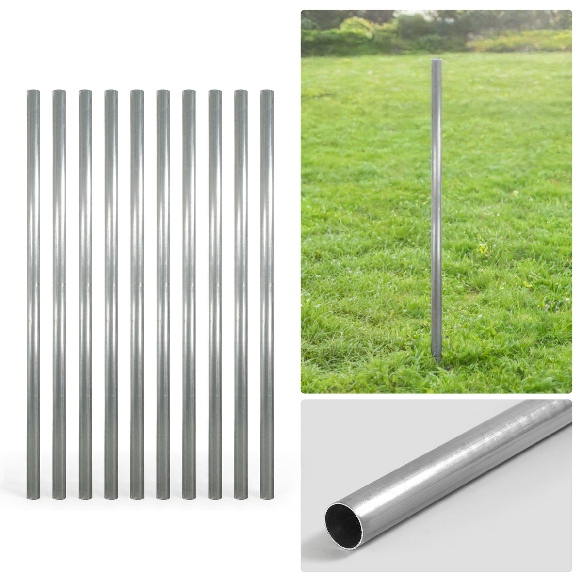6/7/8 FT Galvanized Chain Link Fence Line Round Post, Line Post with 1-7/8” Outside Diameter, Multi-options