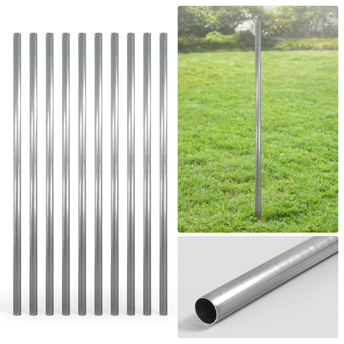 6/7/8 FT Galvanized Chain Link Fence Line Round Post, Line Post with 1-7/8” Outside Diameter, Multi-options