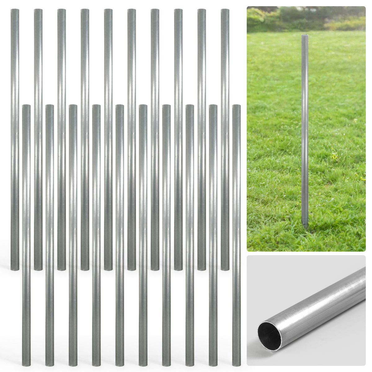 6/7/8 FT Galvanized Chain Link Fence Line Round Post, Line Post with 1-7/8” Outside Diameter, Multi-options