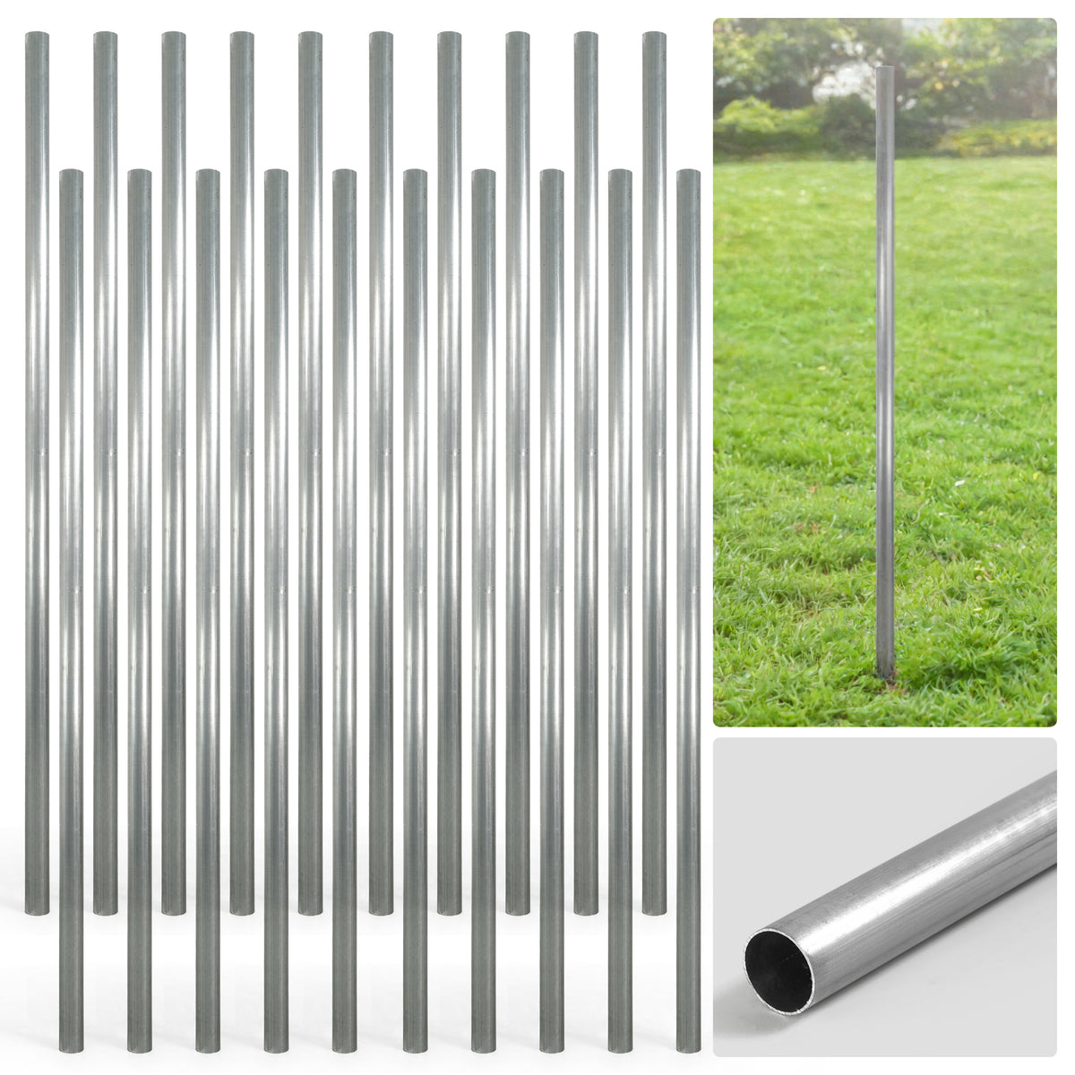 6/7/8 FT Galvanized Chain Link Fence Line Round Post, Line Post with 1-7/8” Outside Diameter, Multi-options