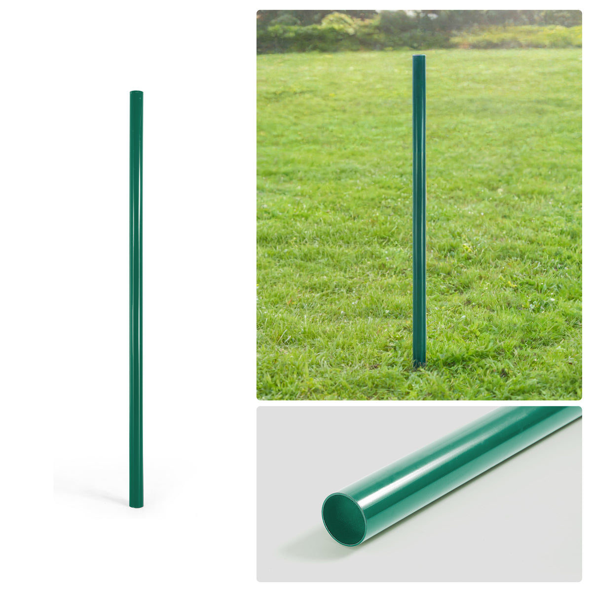 Poste terminal de cerca de malla ciclónica verde de 6/7/8 pies, poste terminal con 2-3/8” de diámetro exterior, múltiples opciones