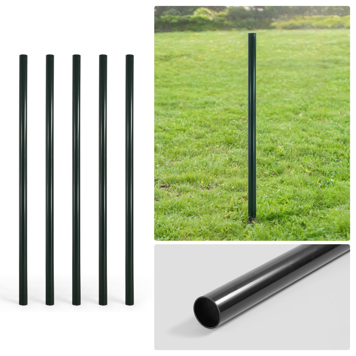 6/7/8 FT Black Chain Link Fence Terminal Post, Terminal Post with 2-3/8” Outside Diameter, Multi-options