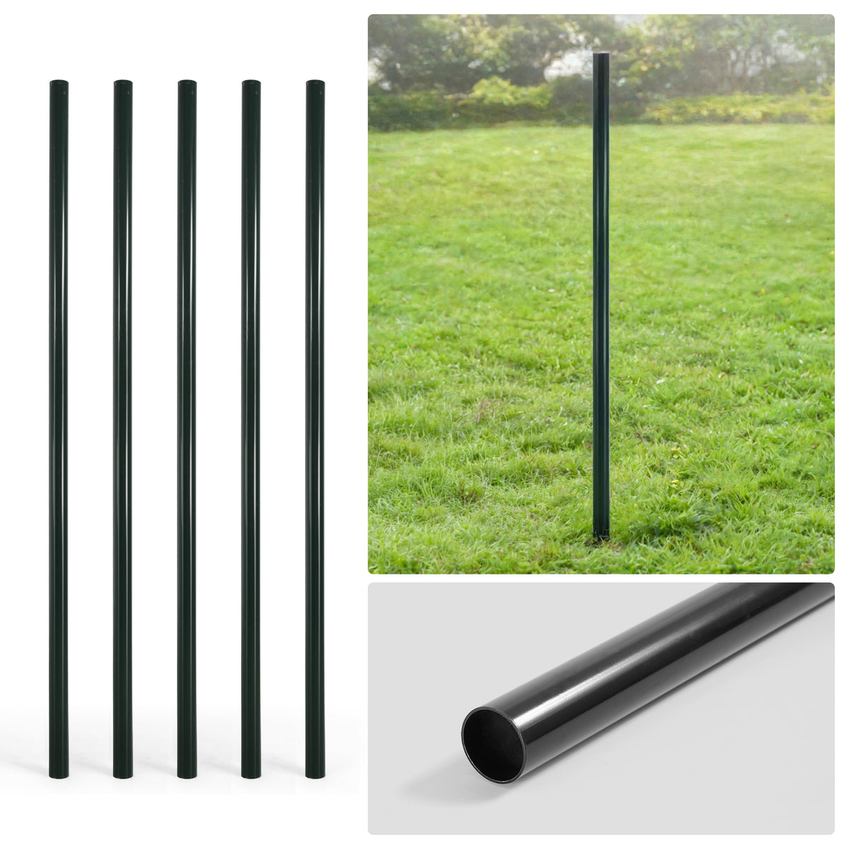 6/7/8 FT Black Chain Link Fence Terminal Post, Terminal Post with 2-3/8” Outside Diameter, Multi-options