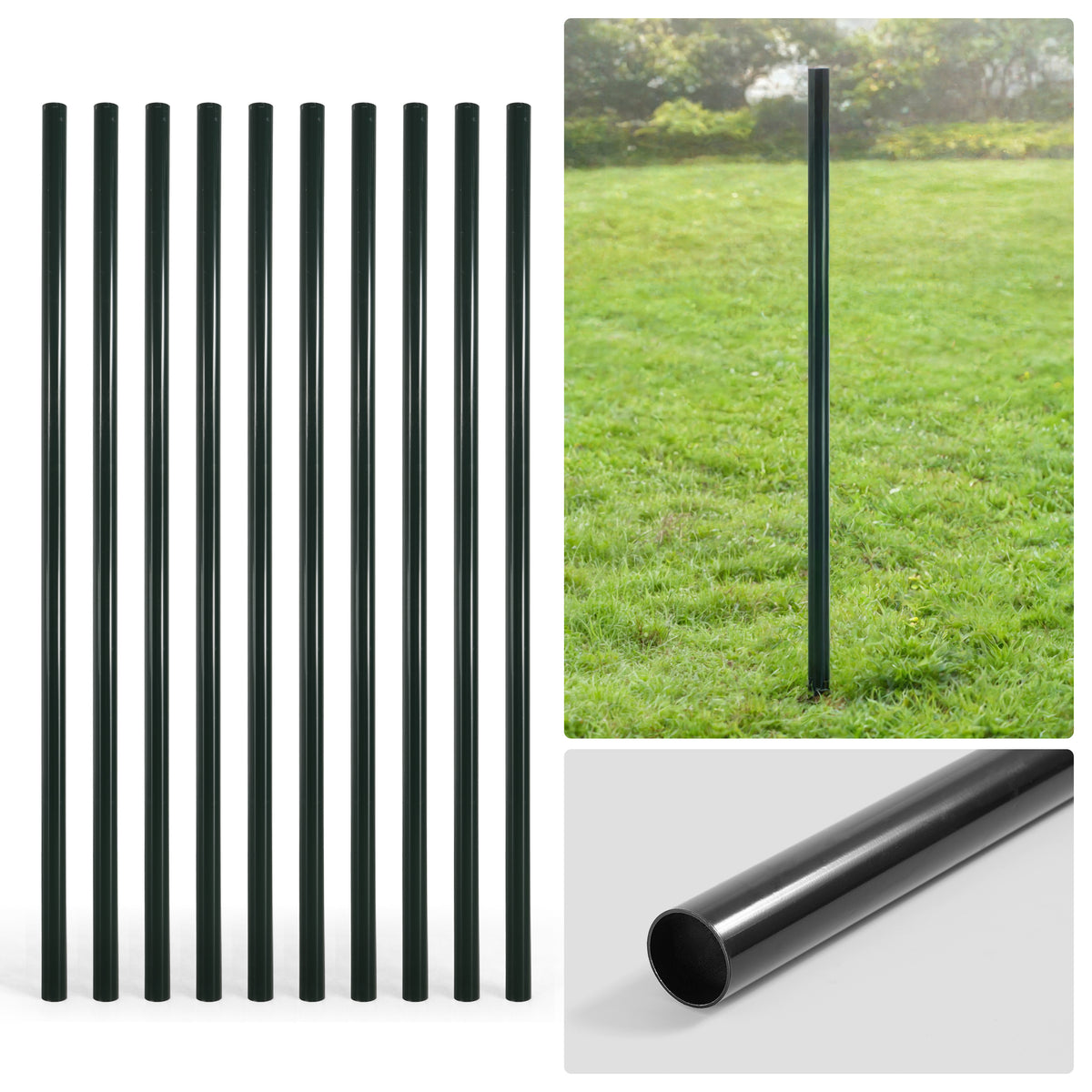 6/7/8 FT Black Chain Link Fence Terminal Post, Terminal Post with 2-3/8” Outside Diameter, Multi-options