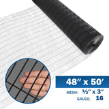 16 Gauge Black Vinyl Coated Welded Wire Mesh Size 0.5 inch by 3 inch (4 ft. x 50 ft.)
