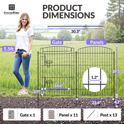 Cerca de Jardim Decorativa com Portão, 75 cm A x 60 cm L, Cerca para Cães Sem Escavação para Pátio, Jardim e Quintal