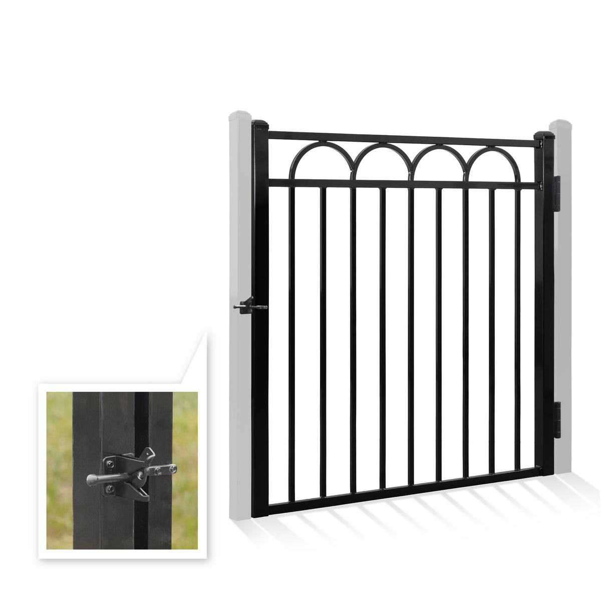 4FT Height X 4FT Width Heavy Duty Arc Decorative Fence Gate with Lock Attachment, Multiple Options