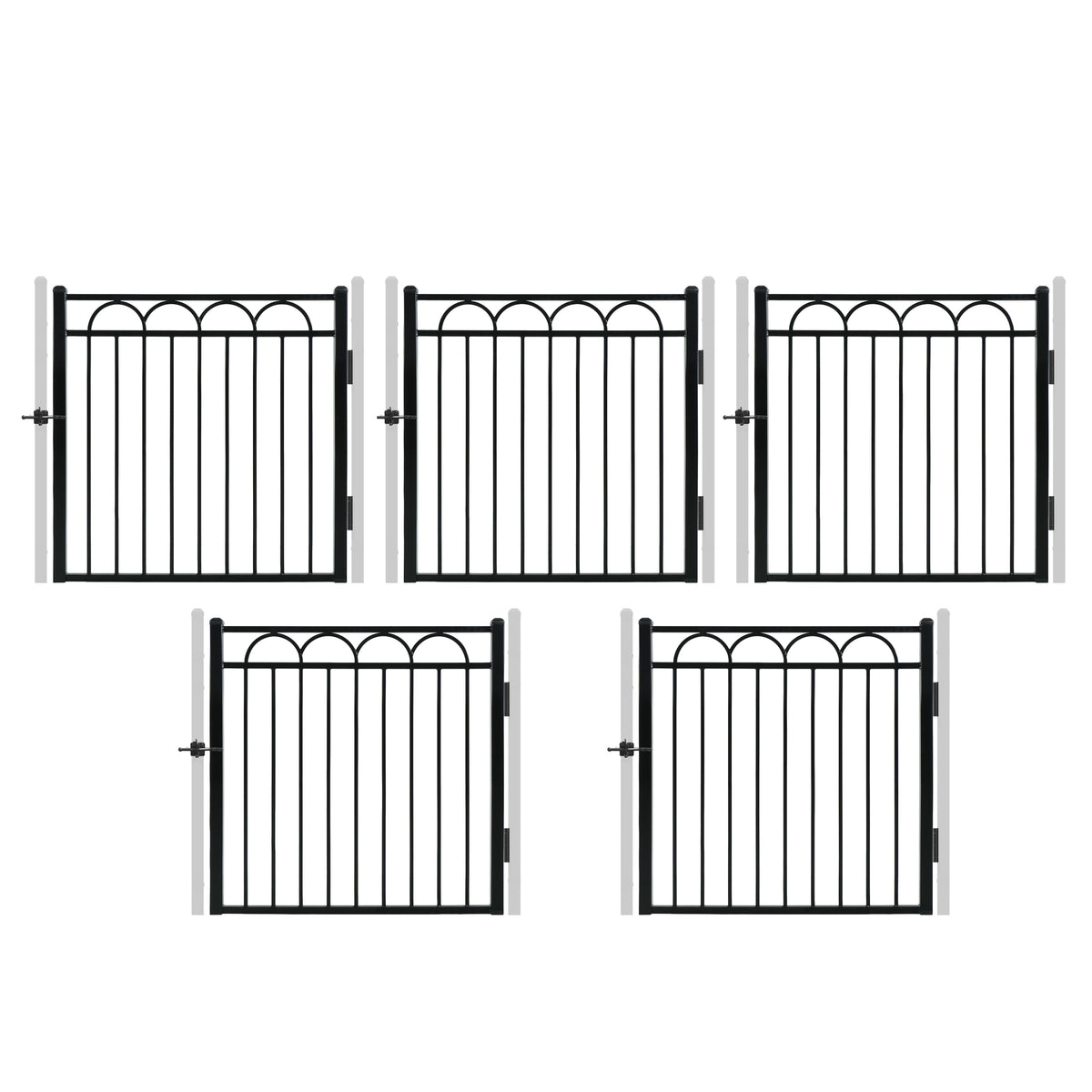 4FT Height X 4FT Width Heavy Duty Arc Decorative Fence Gate with Lock Attachment, Multiple Options