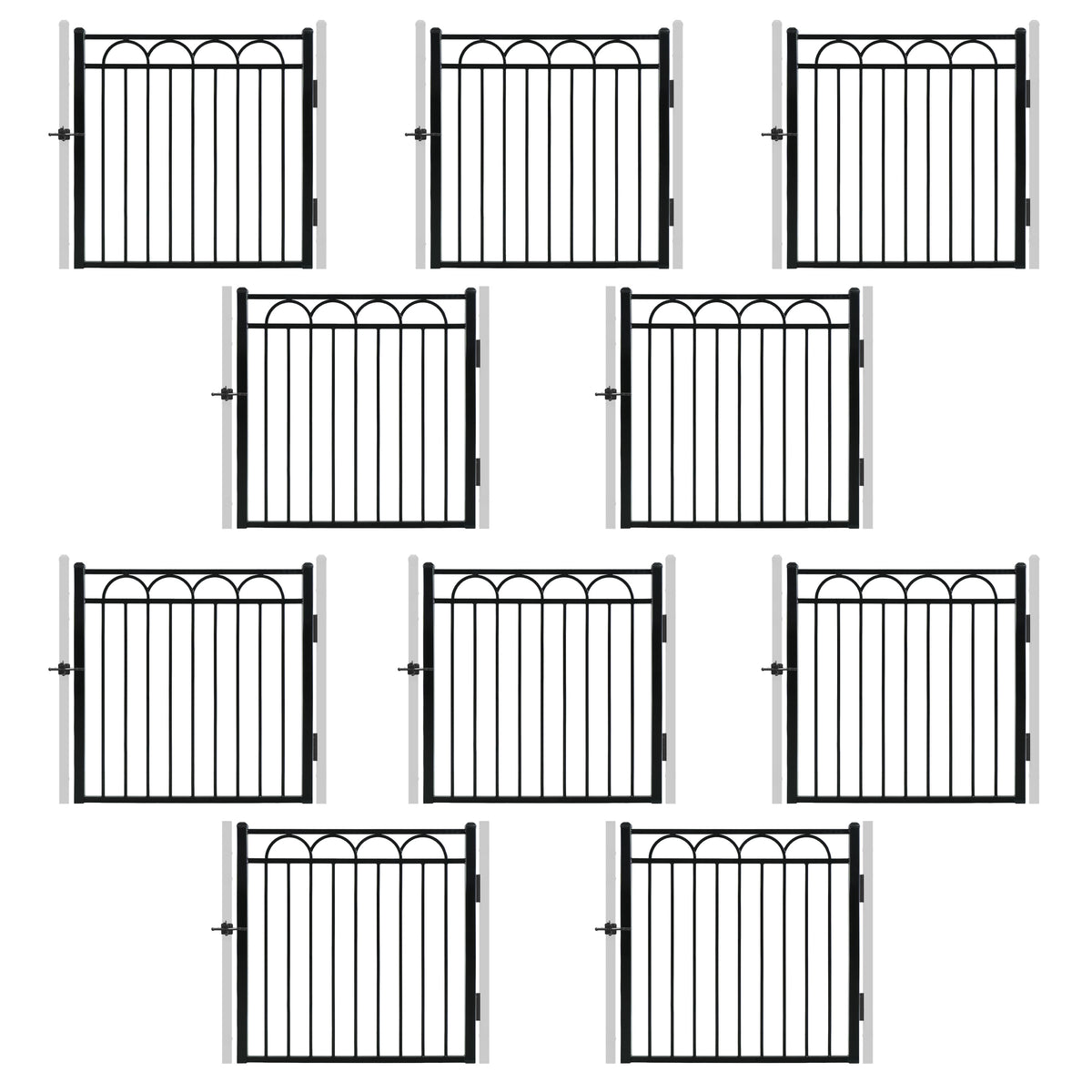 4FT Height X 4FT Width Heavy Duty Arc Decorative Fence Gate with Lock Attachment, Multiple Options