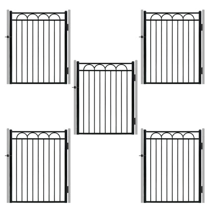 5FT Height X 4FT Width Heavy Duty Arc Decorative Fence Gate with Lock Attachment, Multiple Options
