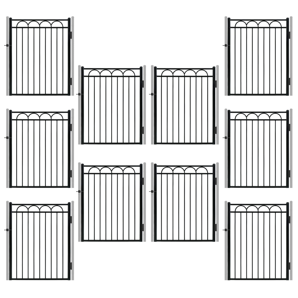 5FT Height X 4FT Width Heavy Duty Arc Decorative Fence Gate with Lock Attachment, Multiple Options