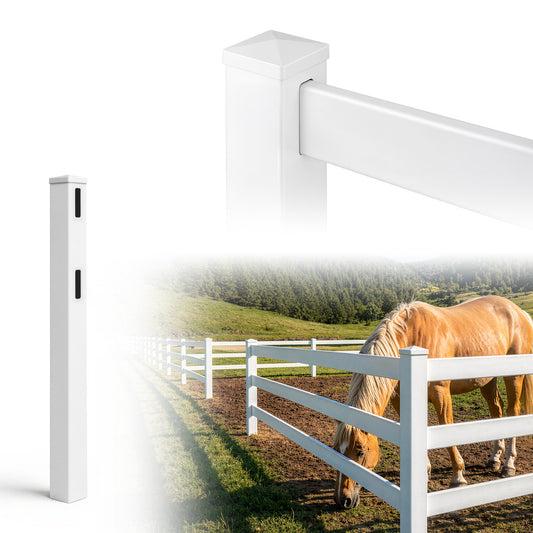 5ft Vinyl Ranch End Post with Cap, Multiple Options
