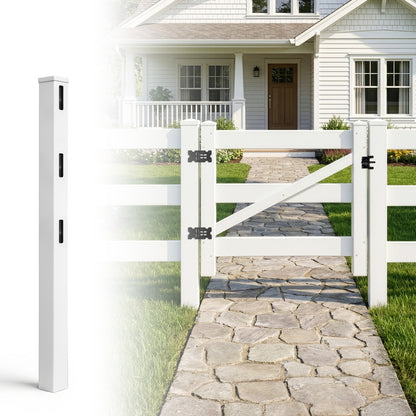 Vinyl Ranch Gate Post with Aluminum Core and Post Cap, Multiple Options