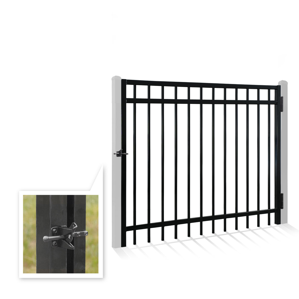 4FT Height X 5FT Width Heavy Duty Flat Top Fence Gate with Lock Attachment, Multiple Options