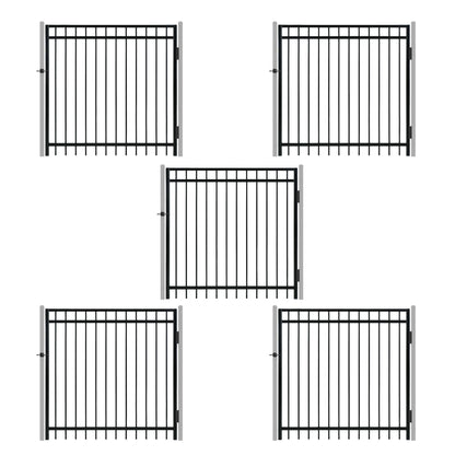 5FT Height X 5FT Width Heavy Duty Flat Top Fence Gate with Lock Attachment, Multiple Options