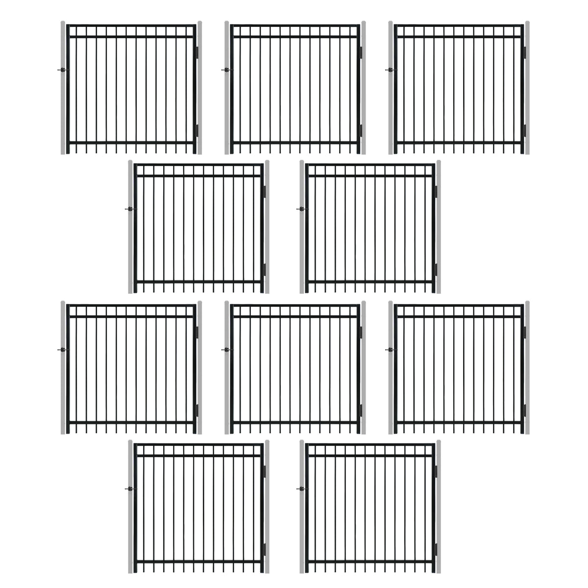 5FT Height X 5FT Width Heavy Duty Flat Top Fence Gate with Lock Attachment, Multiple Options
