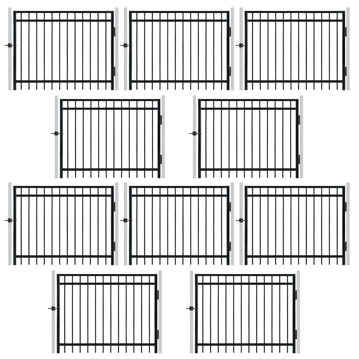 4FT Height X 5FT Width Heavy Duty Flat Top Fence Gate with Lock Attachment, Multiple Options